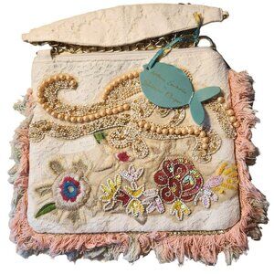ANTICA SANTORIA Cloth, Lace & Pearls Handbag Shoulder Bag New w/Tag